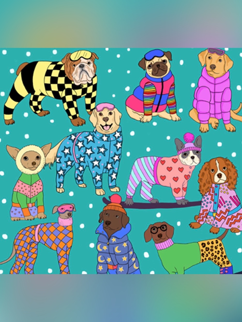 Karen Mabon 2pc Skiing Dogs Pajama Set - Picture 6 of 7